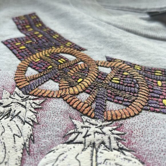 Vtg 90s Native American Feather Dreamcatcher Bear Paw Puffy Paint Glitter Shirt - Picture 8 of 11